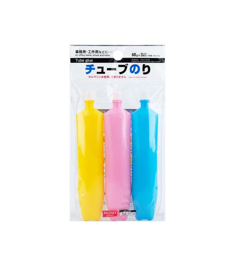 Daiso Multicolor Glue Tubes Set (3 Tubes) - 62ml - Image 1